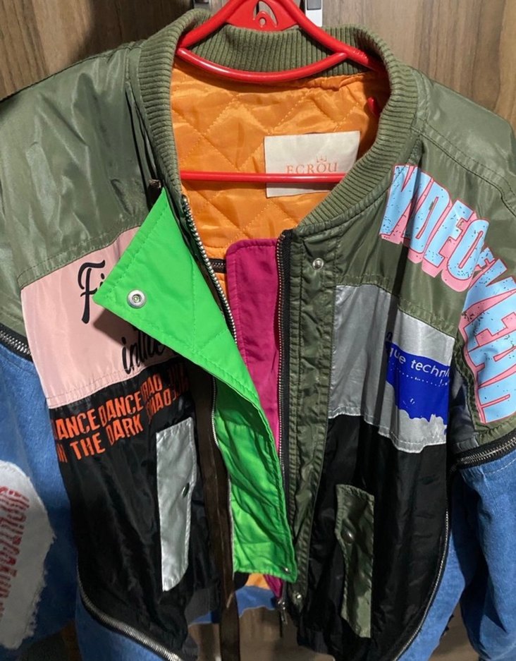 Kadın Çok Renkli Denim Grunge Ceket - Görsel 2