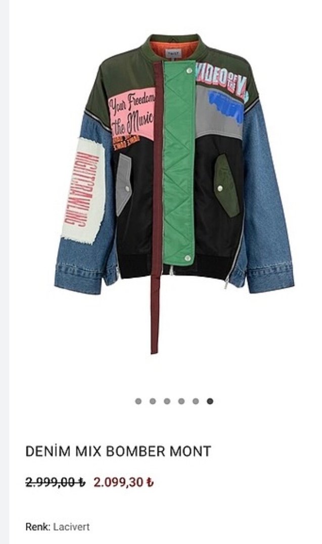 Kadın Çok Renkli Denim Grunge Ceket - Görsel 3