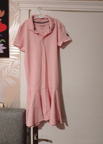Pembe Keten Elbise, Kısa Kollu, Salaş Kesim LC Waikiki 11yas