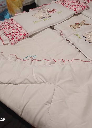 Nakışlı Beyaz Pamuk Çocuk Uyku Seti - Görsel 3