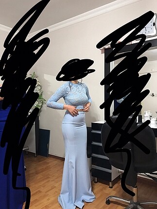 Açık mavi abiye elbise
