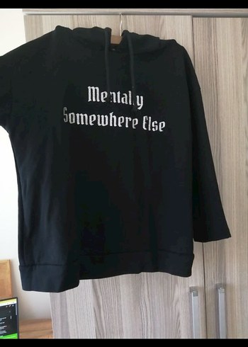 LC Waikiki Kapüşonlu Siyah Kadın Sweatshirt l beden