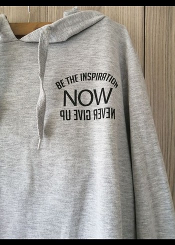 Defacto Gri Kadın Kapüşonlu Sweatshirt Düğmeli