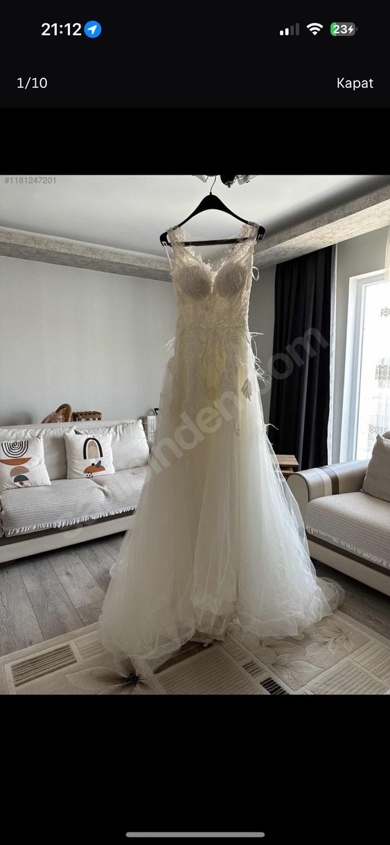 Aysira Askılı Beyaz A Kesim Gelinlik - Görsel 2