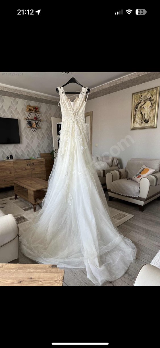 Aysira Askılı Beyaz A Kesim Gelinlik - Görsel 3