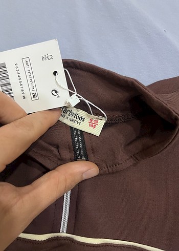 Unisex cocuk Kahverengi Fermuarlı Sweatshirt - Görsel 2