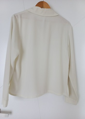 Ekru Kadın Düğmeli Uzun Kollu Gömlek - Görsel 9