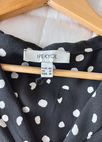 Kadın Siyah Beyaz Puantiyeli Uzun Kollu Gömlek - Görsel 8