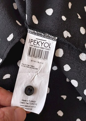 Kadın Siyah Beyaz Puantiyeli Uzun Kollu Gömlek - Görsel 5