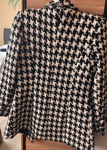 Düğmeli Desenli Midi Kadın Blazer - Görsel 2