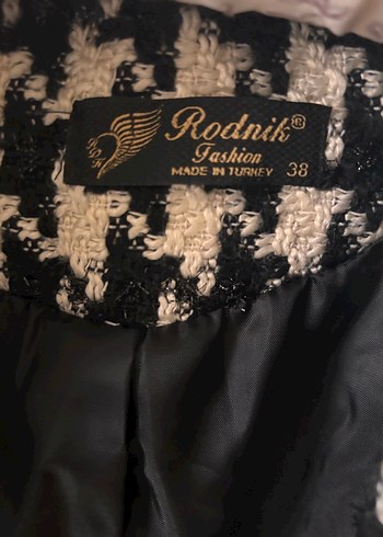 Düğmeli Desenli Midi Kadın Blazer - Görsel 3