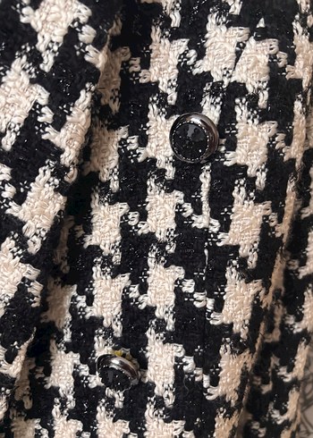 Düğmeli Desenli Midi Kadın Blazer - Görsel 5