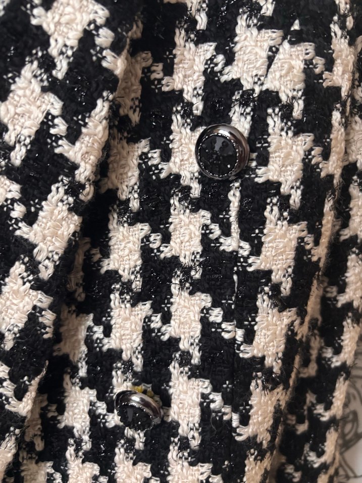 Düğmeli Desenli Midi Kadın Blazer - Görsel 5