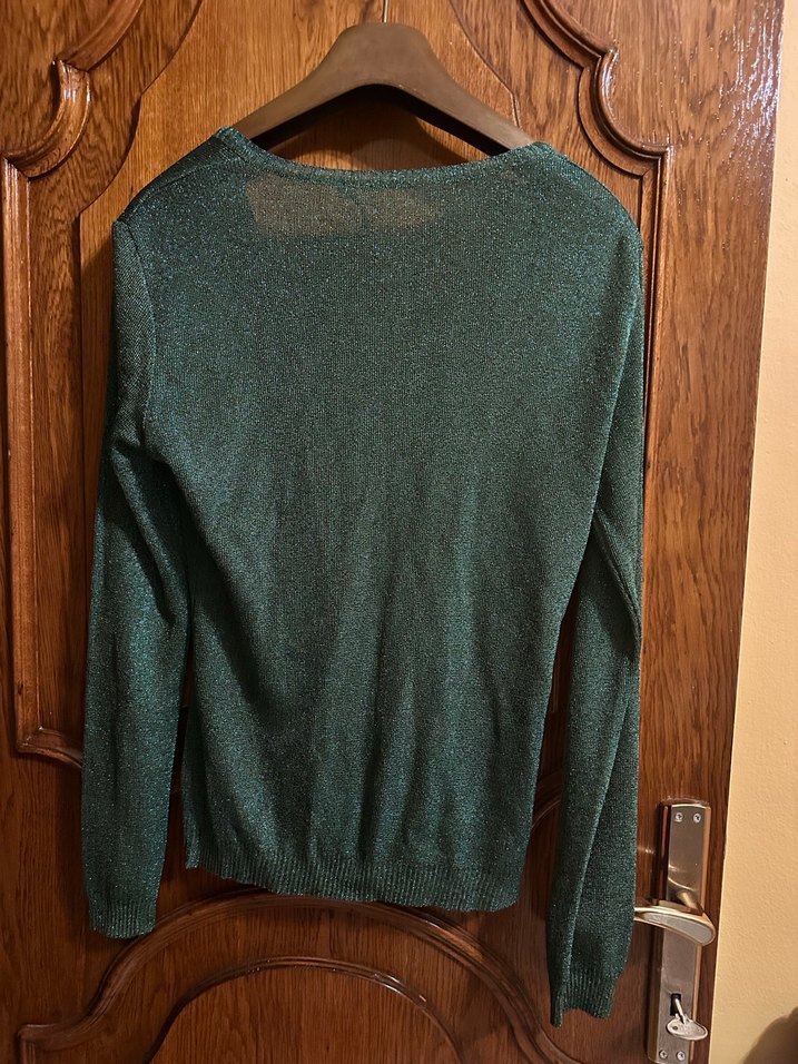 Parlak Yeşil V Yaka Hırka - Görsel 2