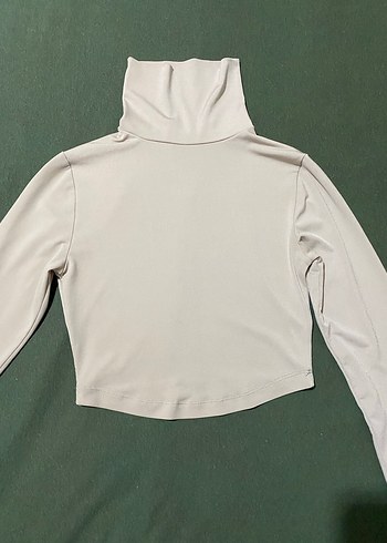 Krem rengi Boğazlı Uzun Kollu Kadın Sweatshirt
