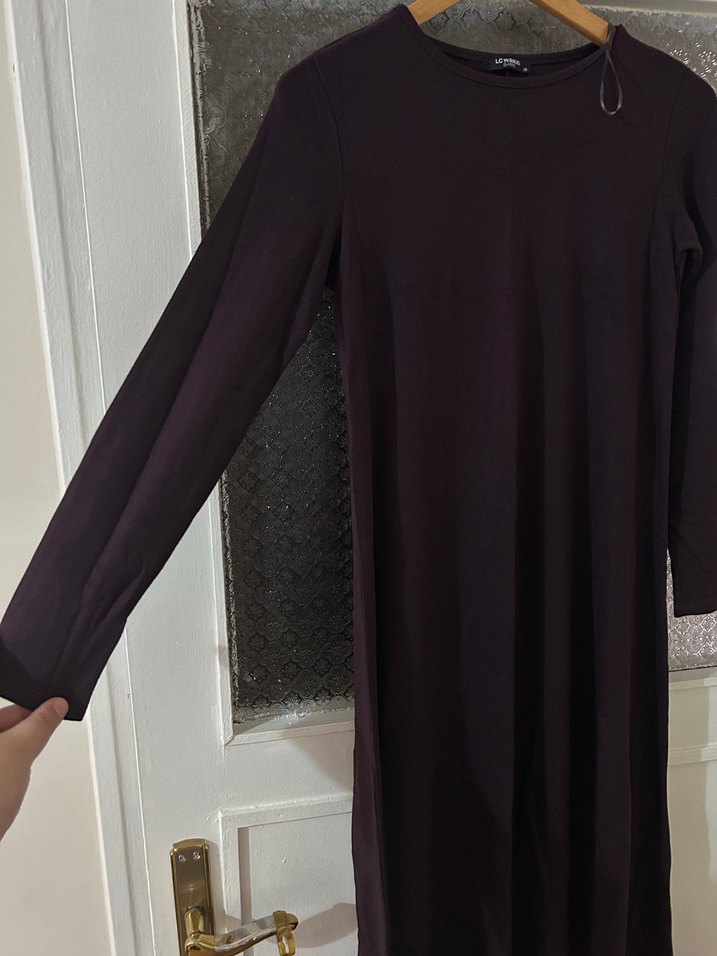 Mor Uzun Kollu Salaş Kadın Elbise - Görsel 2