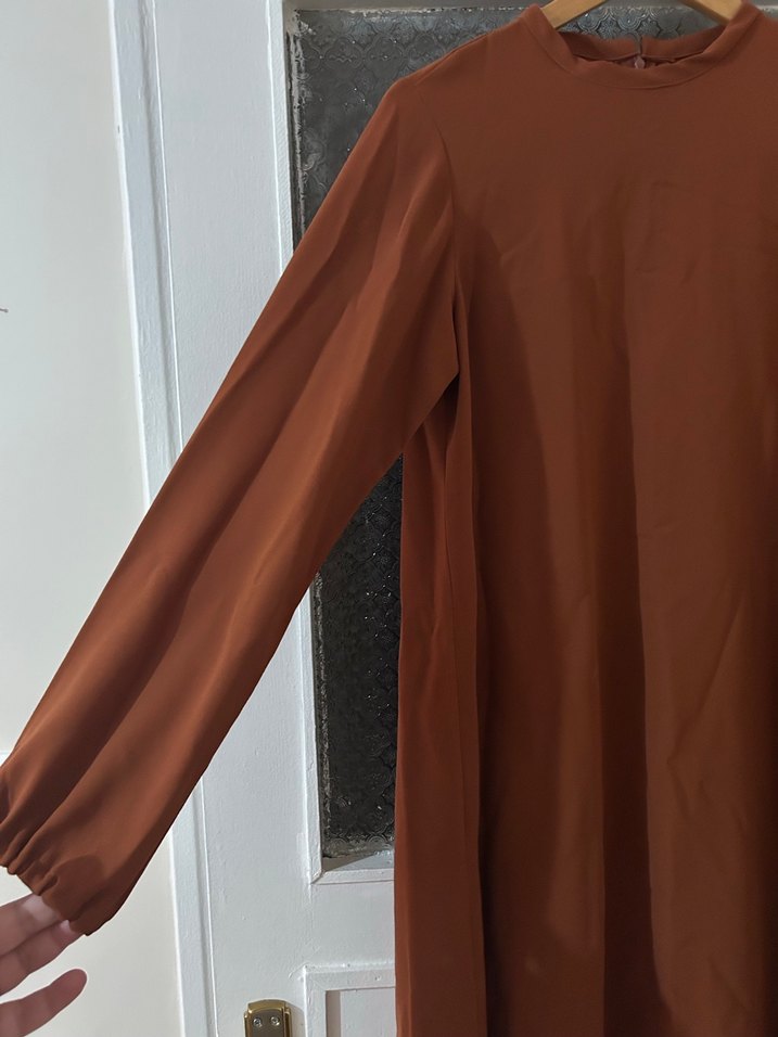 Kiremit rengi kadın tunik. - Görsel 2