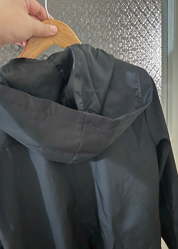 Uzun Siyah Kadın Yağmurluk - Görsel 3