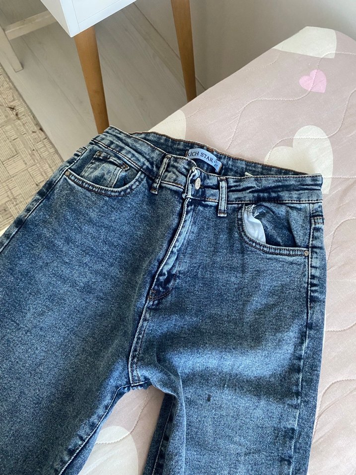 Mavi Rahat Kesim Midi Kadın Kot Pantolon - Görsel 2