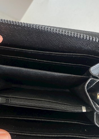 Siyah Deri Parisian Fermuarlı Kadın Cüzdanı - Görsel 3