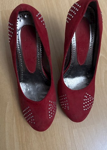 Kırmızı Süet Topuklu Stiletto 39 - Görsel 2