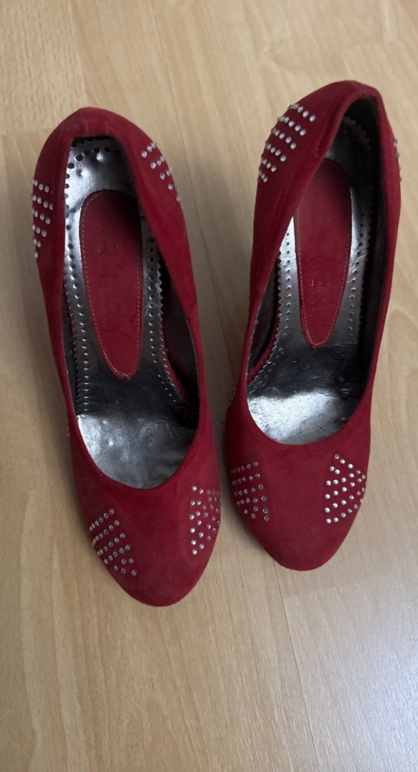 Kırmızı Süet Topuklu Stiletto 39 - Görsel 2