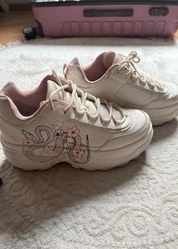 Bershka Beyaz Platform Desenli Spor Ayakkabı 41 - Görsel 4