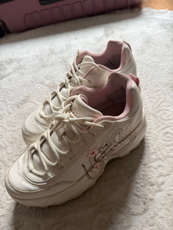 Bershka Beyaz Platform Desenli Spor Ayakkabı 41 - Görsel 5