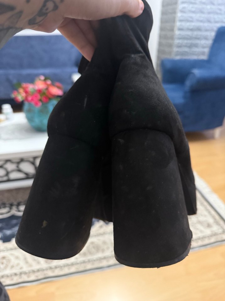 Bershka Siyah Süet Platform Topuklu - Görsel 5