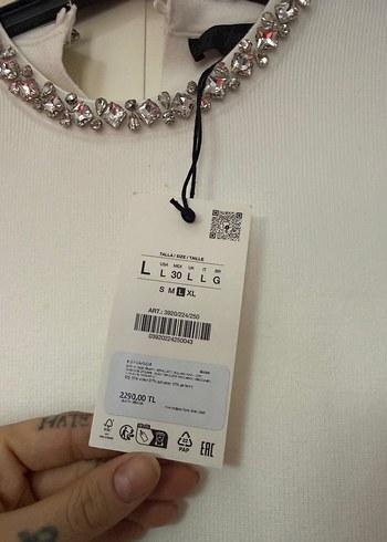 Zara Beyaz Taşlı Kısa Kollu Kadın Elbise - Görsel 6