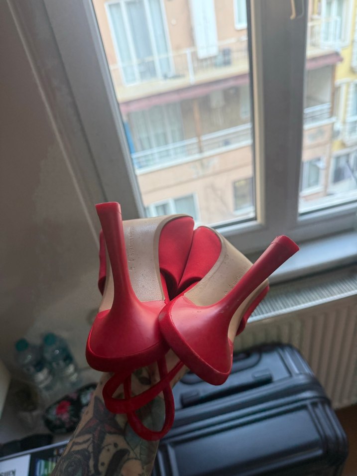 Kırmızı Stiletto Topuklu Kadın Ayakkabı 41 - Görsel 3