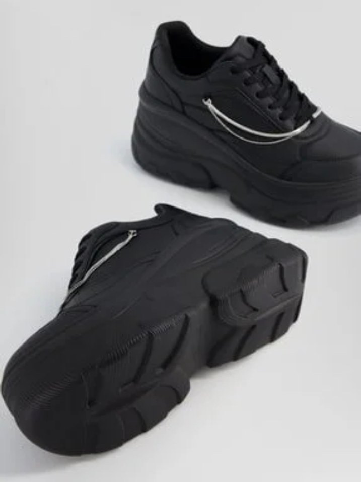 Bershka Zincir Detaylı Siyah Platform Spor Ayakkabı - Görsel 2