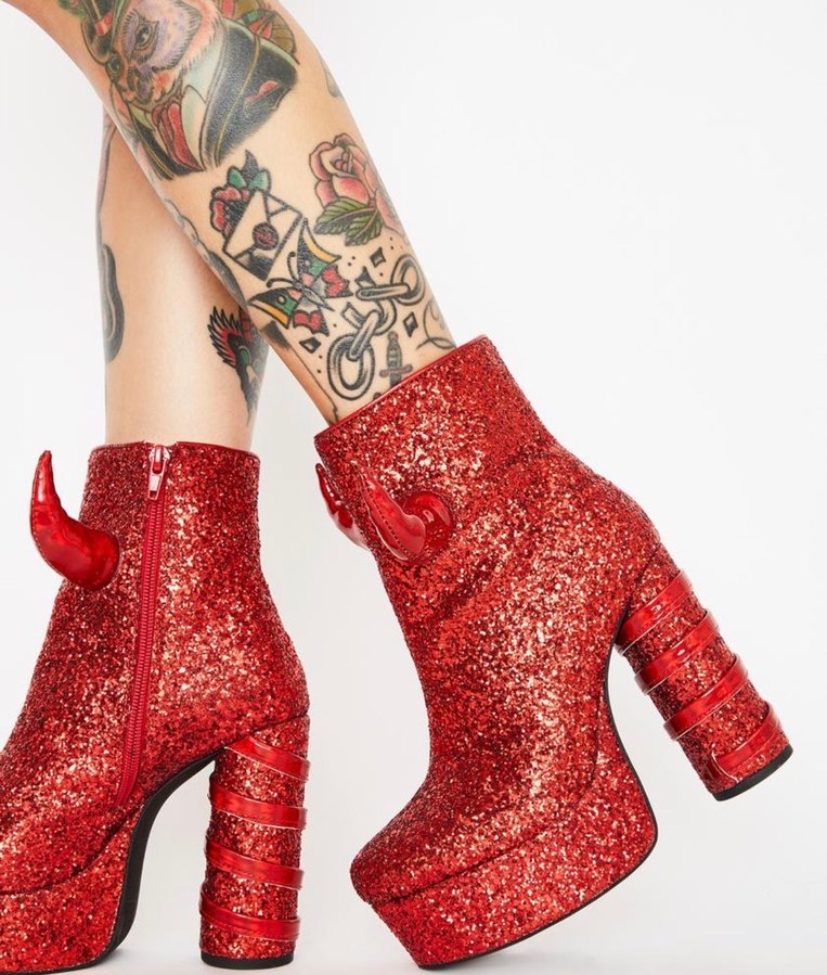 Dollskill Kırmızı Simli Platform Topuklu Kadın Bot - Görsel 2