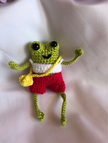 Amigurumi kurbağa anahtarlık