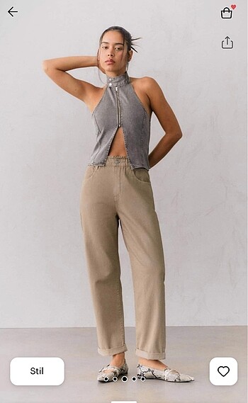 Straight fit paperbag pantolon