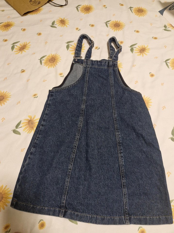 Kadın Lacivert Kemerli Kısa Denim Tulum - Görsel 2