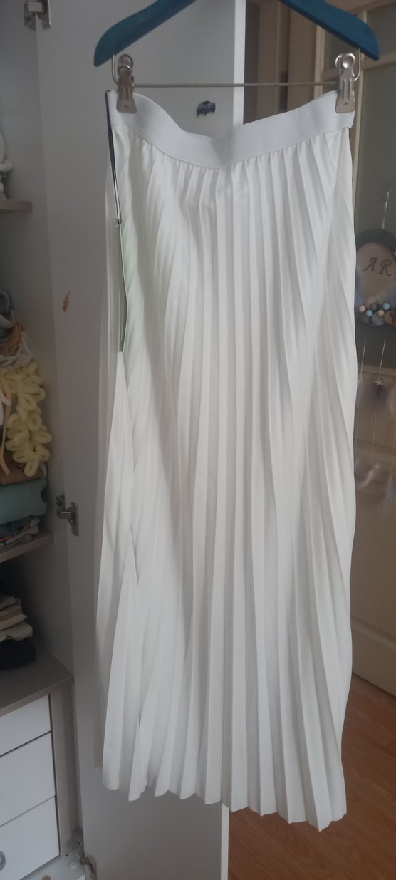 SUNFYRE Beyaz Pilili Uzun Etek - Görsel 2