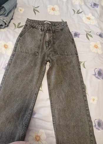Defacto Yuksek Bel Gri Yikamali Denim Jean