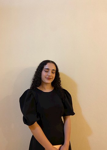 Siyah Uzun Kadın Elbise Yüksek Yakalı - Görsel 3