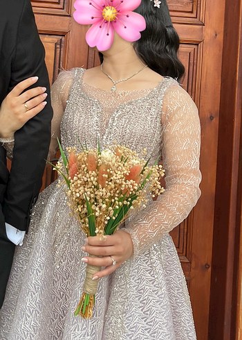 Uzun Kollu Dantel Detaylı Elbisesi - Görsel 2