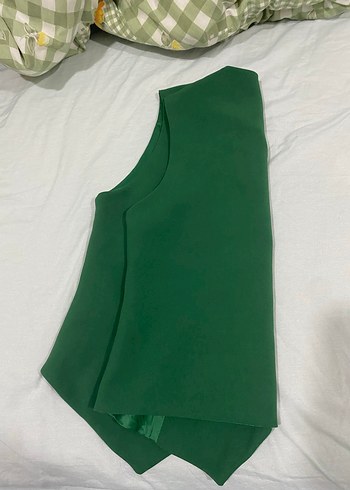 Düğmeli Yeşil Kadın Yelek - Görsel 3