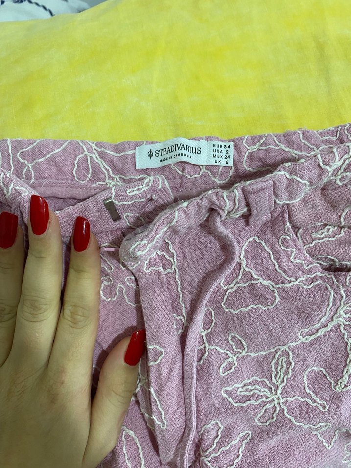 Dantel Detaylı Pembe Bohem Kadın Pantolon - Görsel 2