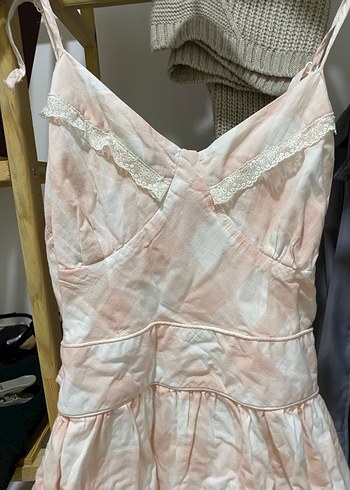 Pembe Midi Bohem V Yaka Elbise - Görsel 2