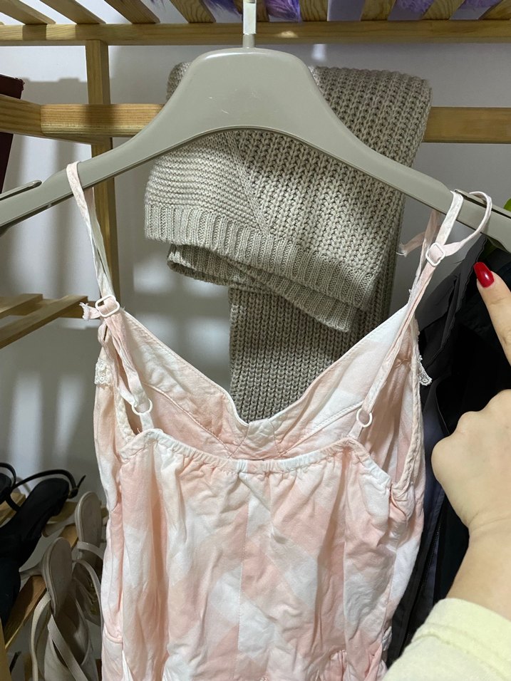 Pembe Midi Bohem V Yaka Elbise - Görsel 4