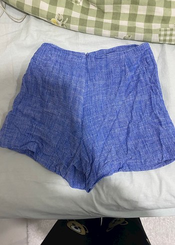 Mavi Keten şort - Görsel 3