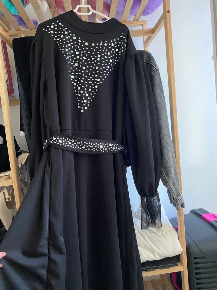 Siyah Payetli Elbise - Görsel 3