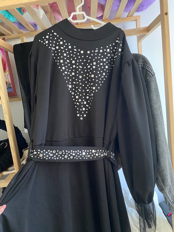 Siyah Payetli Elbise - Görsel 2