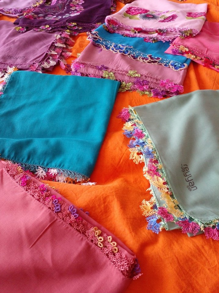 Çeyizlik namaz başörtüsü ve yazmalar iğne oyası başörtüler - Görsel 3