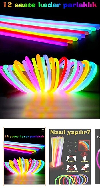 Neon glow stick çubuk renkli kına düğün parti