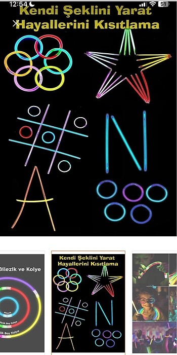 Beden Neon glow stick çubuk renkli kına düğün parti